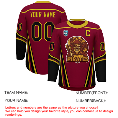 VVHL S9 Prairie Pirates White Black Hockey Jersey