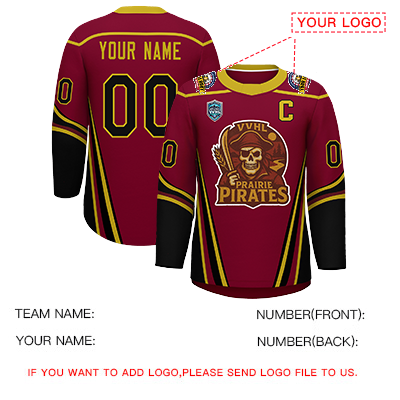 VVHL S9 Prairie Pirates White Black Hockey Jersey