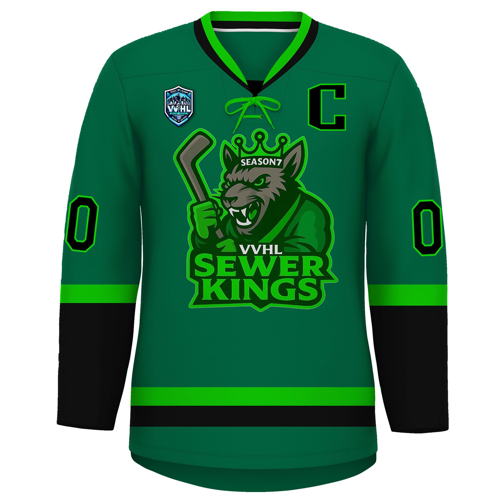 VVHL S9 Sewer Kings White Green Hockey Jersey
