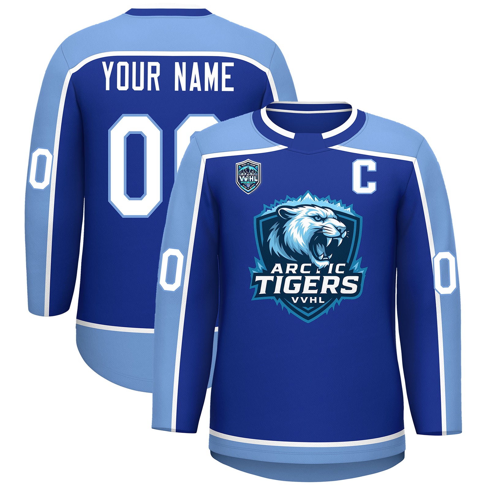 VVHL S9 Arctic Tigers Blue White Hockey Jersey