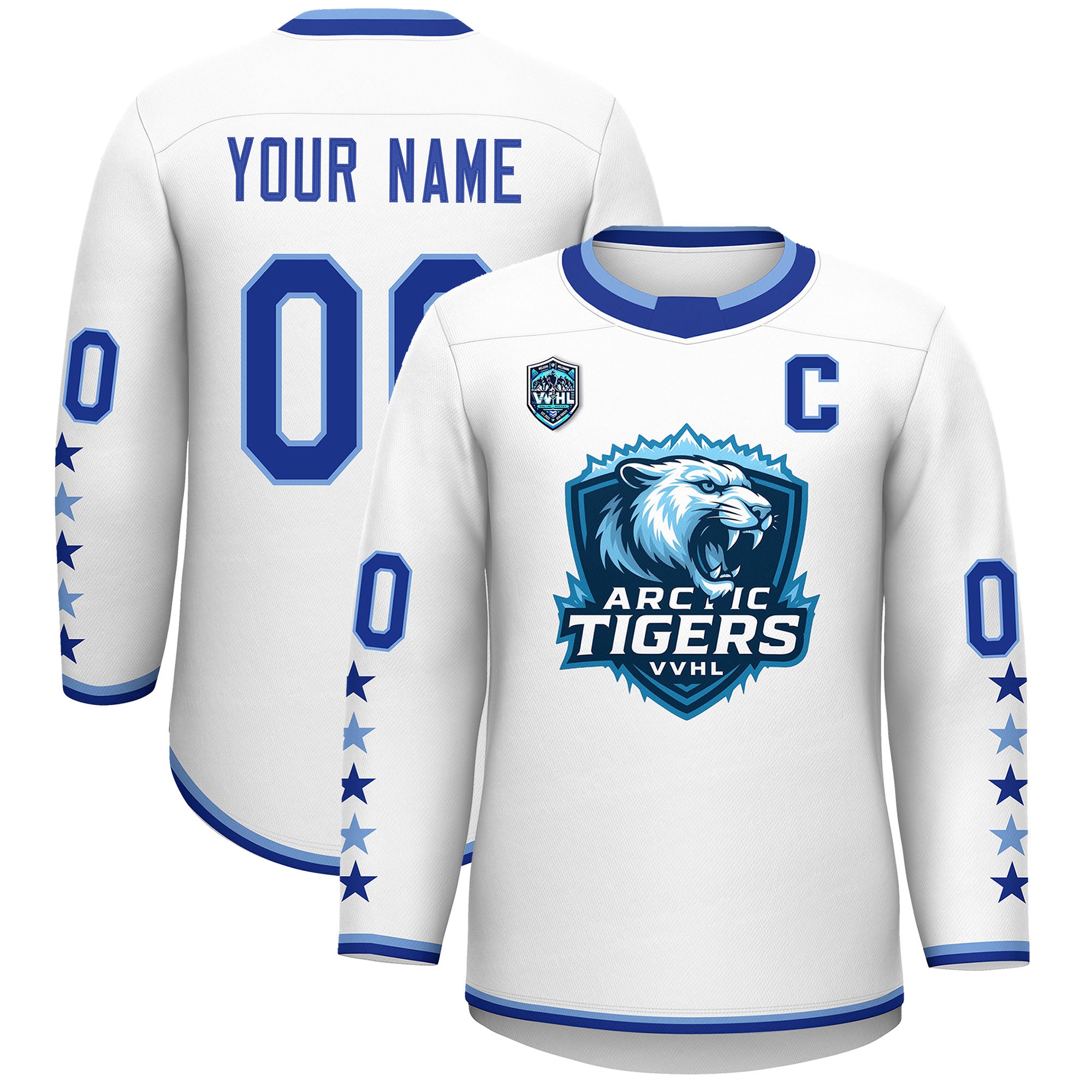 VVHL S9 Arctic Tigers Blue White Hockey Jersey
