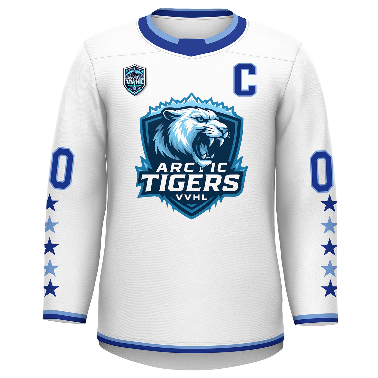 VVHL S9 Arctic Tigers Blue White Hockey Jersey
