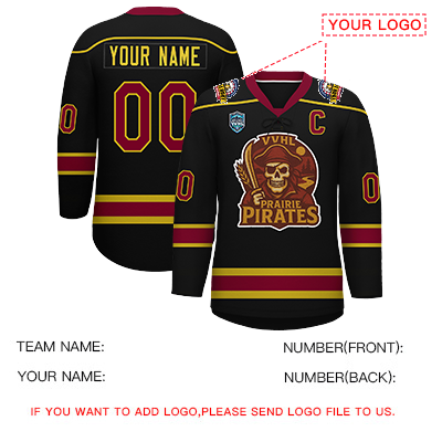 VVHL S9 Prairie Pirates White Black Hockey Jersey