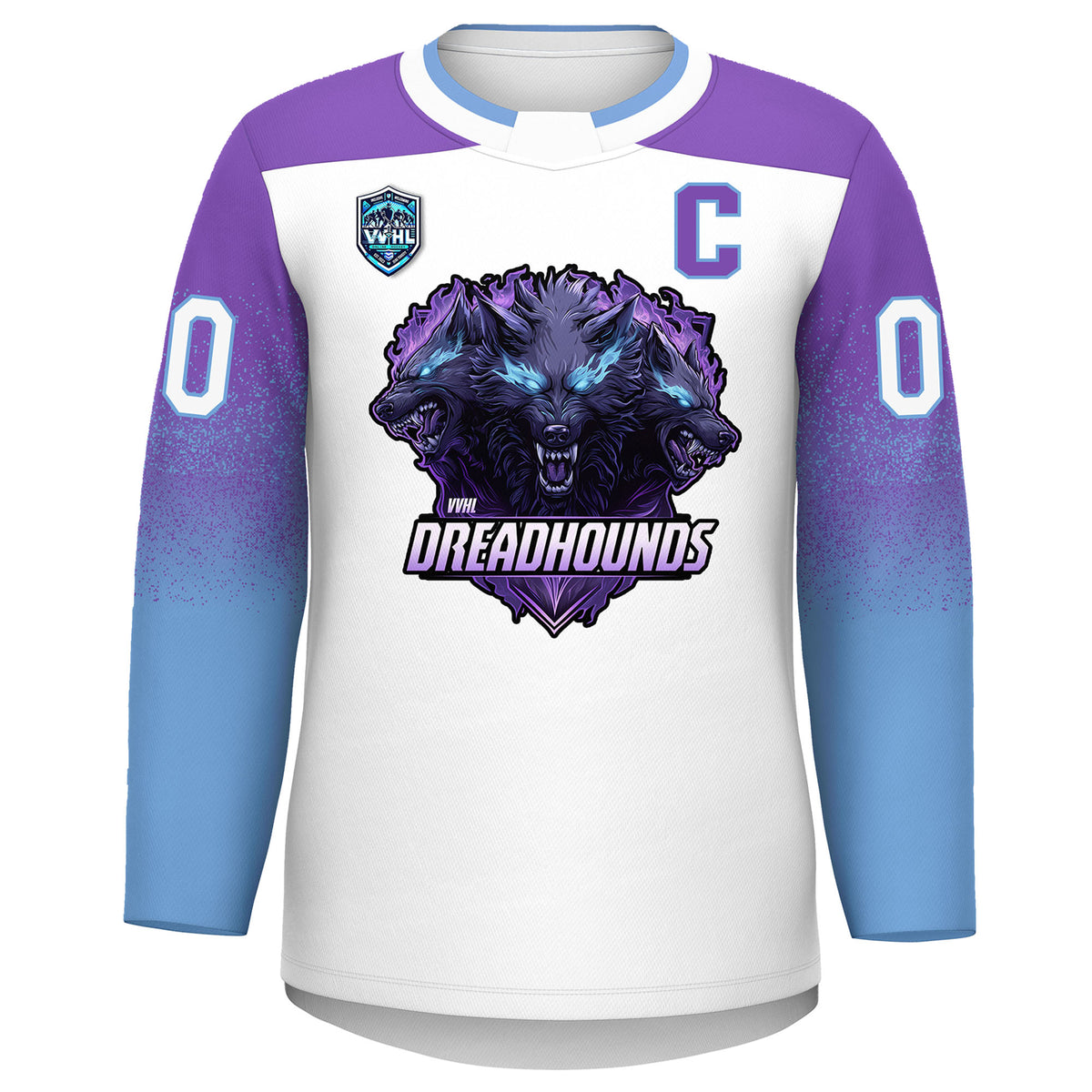 VVHL S9 Dreadhounds  White Black Hockey Jersey