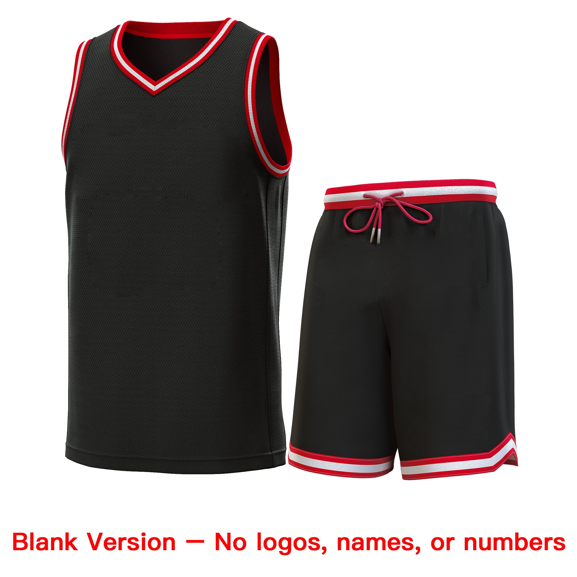 Custom Black Red-White Classic Tops Breathable Basketball Jersey