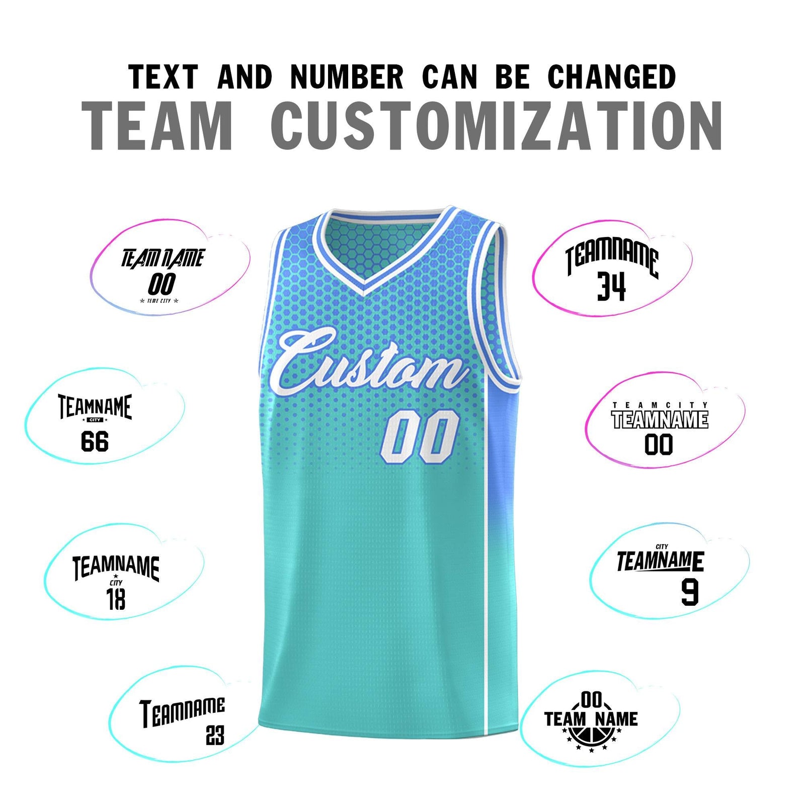 Custom Bright Green Light Blue Reversible Side Gradient Sports Uniform Dot Pattern Basketball Jersey Kits