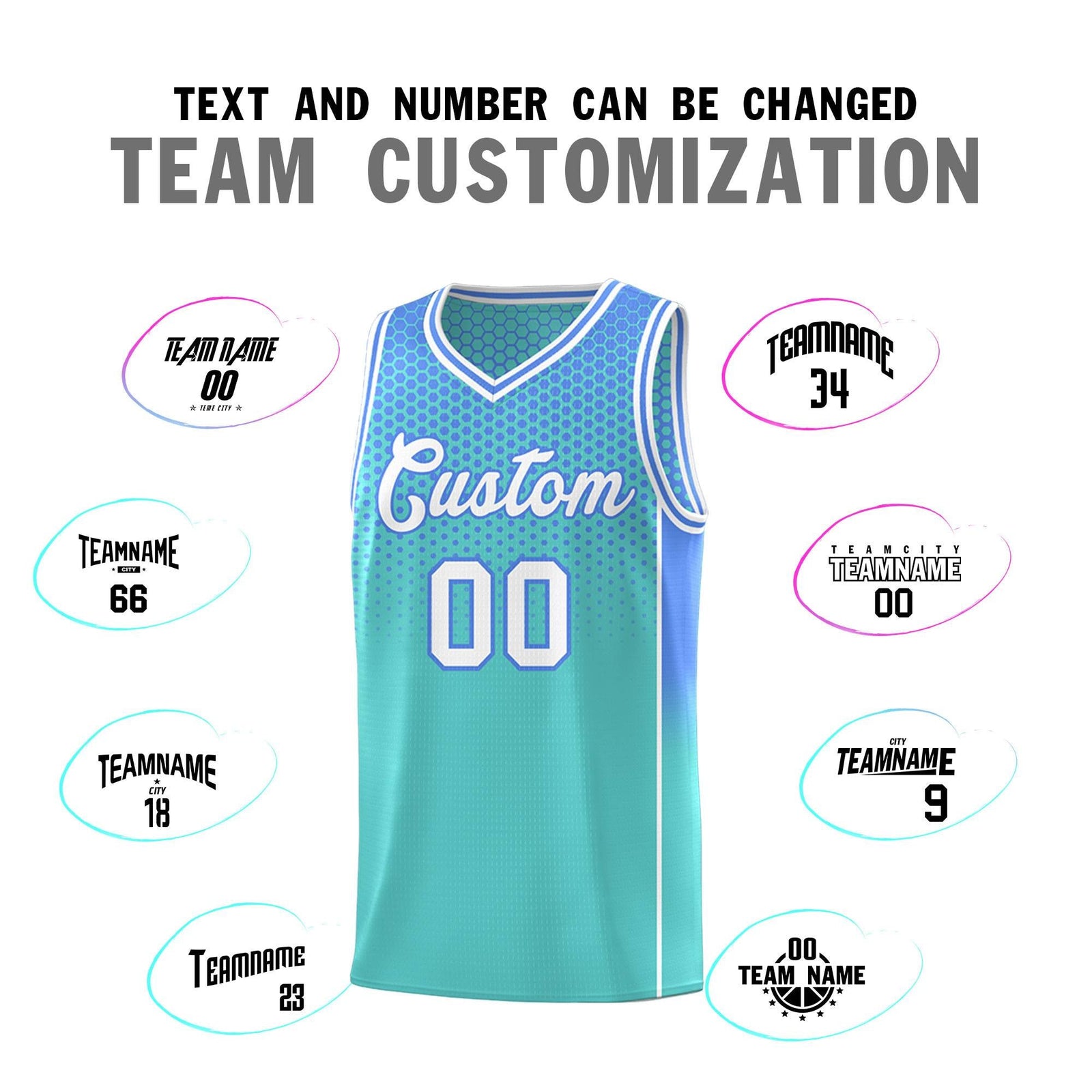 Custom Bright Green Light Blue Reversible Side Gradient Sports Uniform Dot Pattern Basketball Jersey Kits