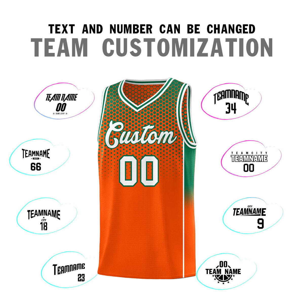 Custom Orange Kelly Green Reversible Side Gradient Sports Uniform Dot Pattern Basketball Jersey Kits