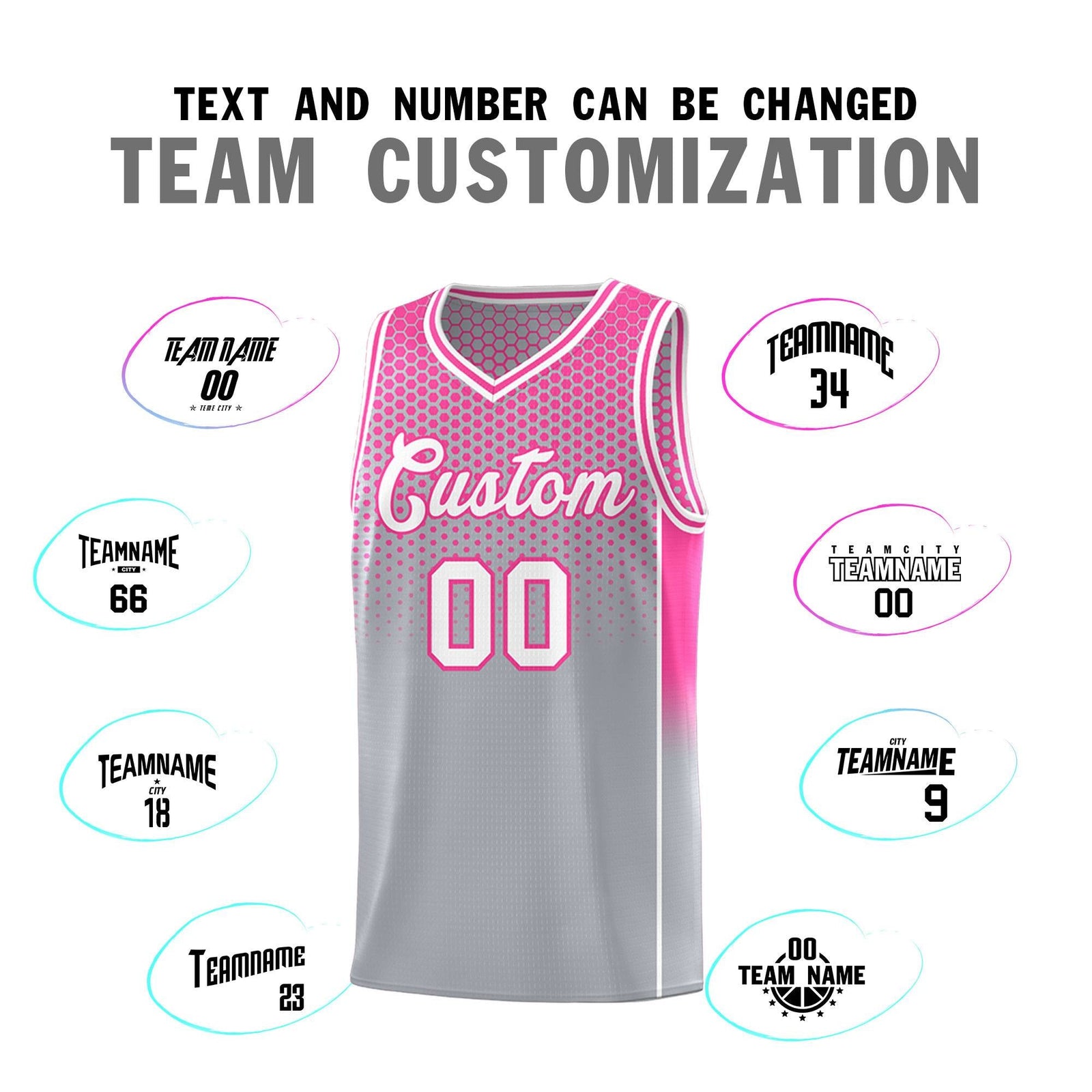 Custom Gray Pink Reversible Side Gradient Sports Uniform Dot Pattern Basketball Jersey Kits