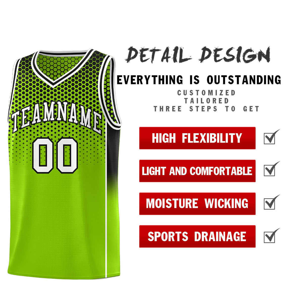 Custom Neon Green Black Reversible Side Gradient Sports Uniform Dot Pattern Basketball Jersey Kits