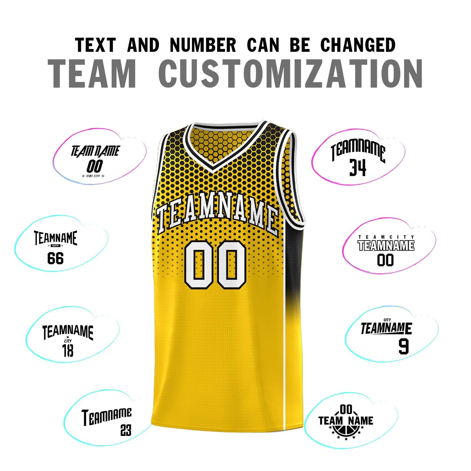 Custom Gold Black Reversible Side Gradient Sports Uniform Dot Pattern Basketball Jersey Kits
