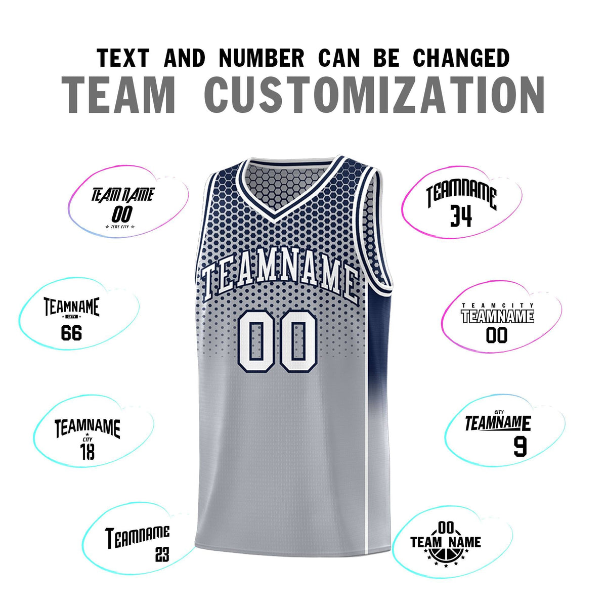 Custom Gray Navy Reversible Side Gradient Sports Uniform Dot Pattern Basketball Jersey Kits