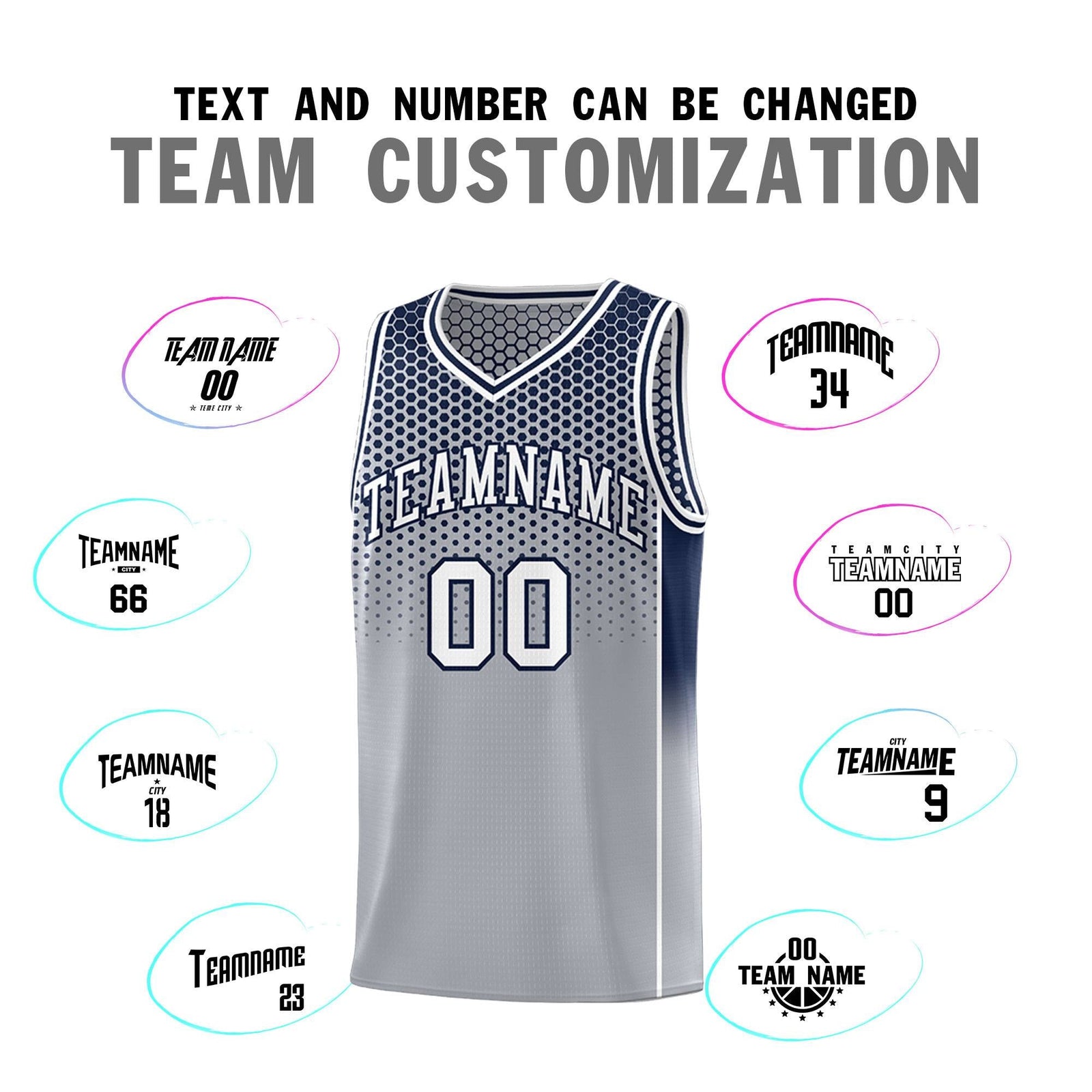 Custom Gray Navy Reversible Side Gradient Sports Uniform Dot Pattern Basketball Jersey Kits