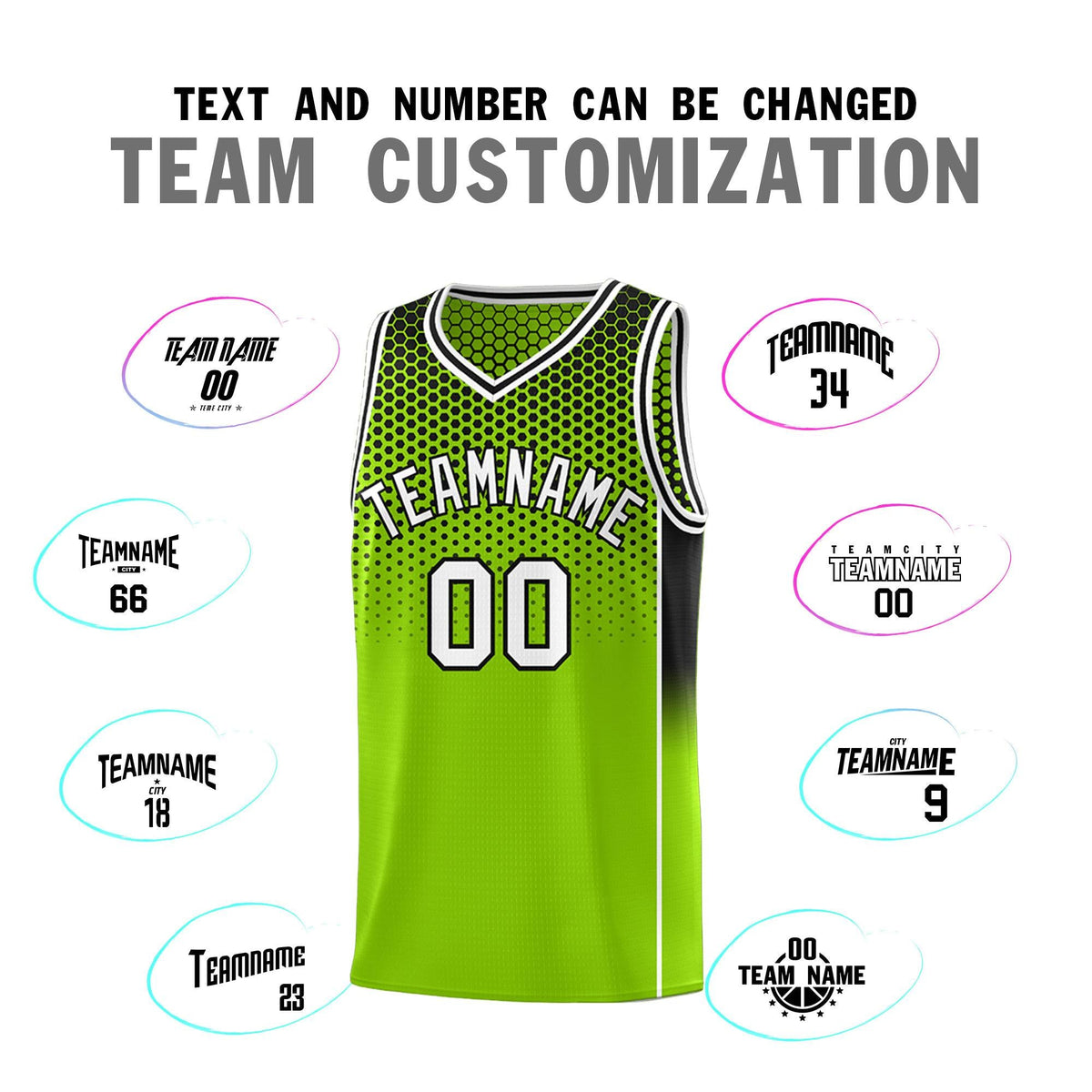 Custom Neon Green Black Reversible Side Gradient Sports Uniform Dot Pattern Basketball Jersey Kits