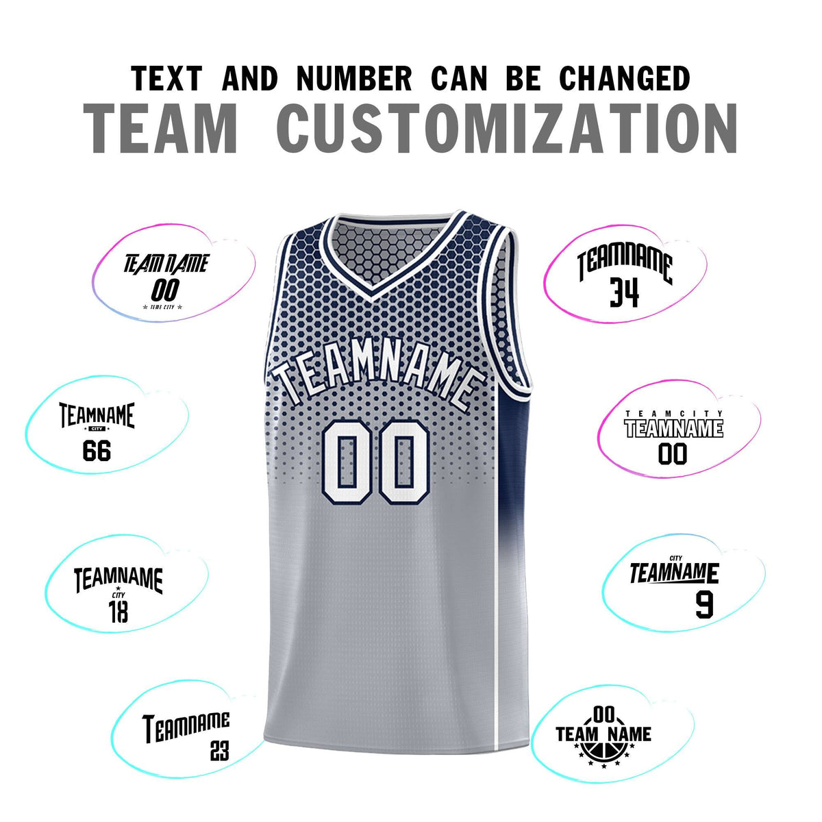 Custom Gray Navy Reversible Side Gradient Sports Uniform Dot Pattern Basketball Jersey Kits