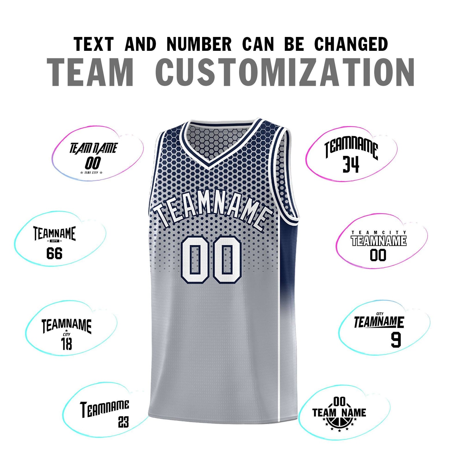 Custom Gray Navy Reversible Side Gradient Sports Uniform Dot Pattern Basketball Jersey Kits