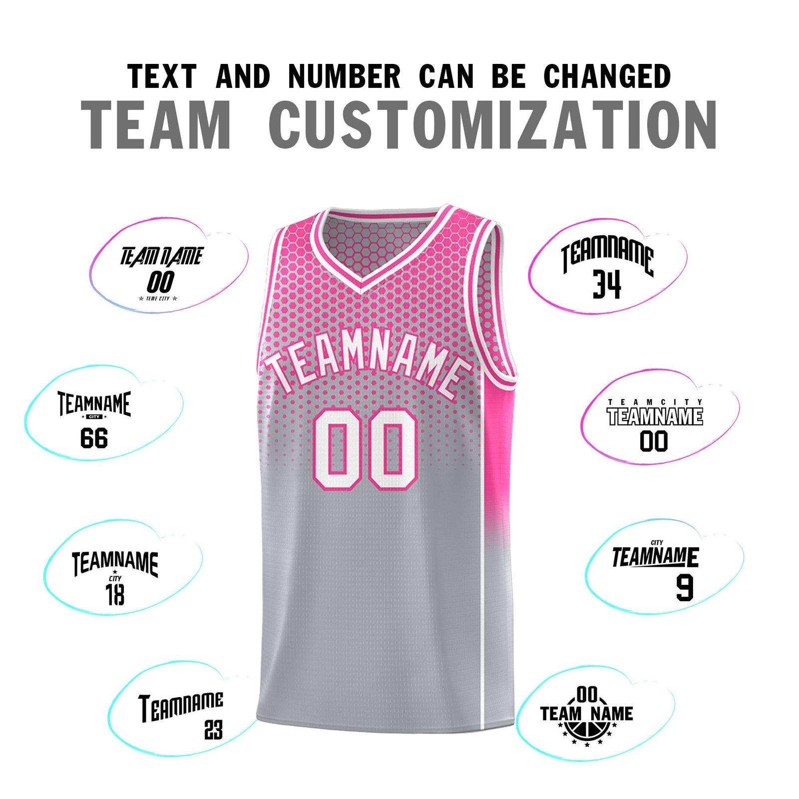 Custom Gray Pink Reversible Side Gradient Sports Uniform Dot Pattern Basketball Jersey Kits