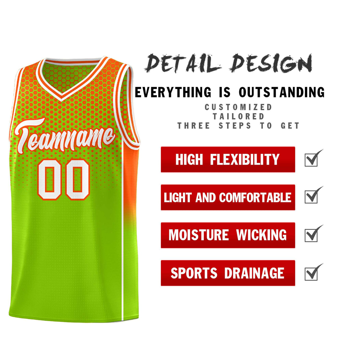 Custom Neon Green Orange Reversible Side Gradient Sports Uniform Dot Pattern Basketball Jersey Kits