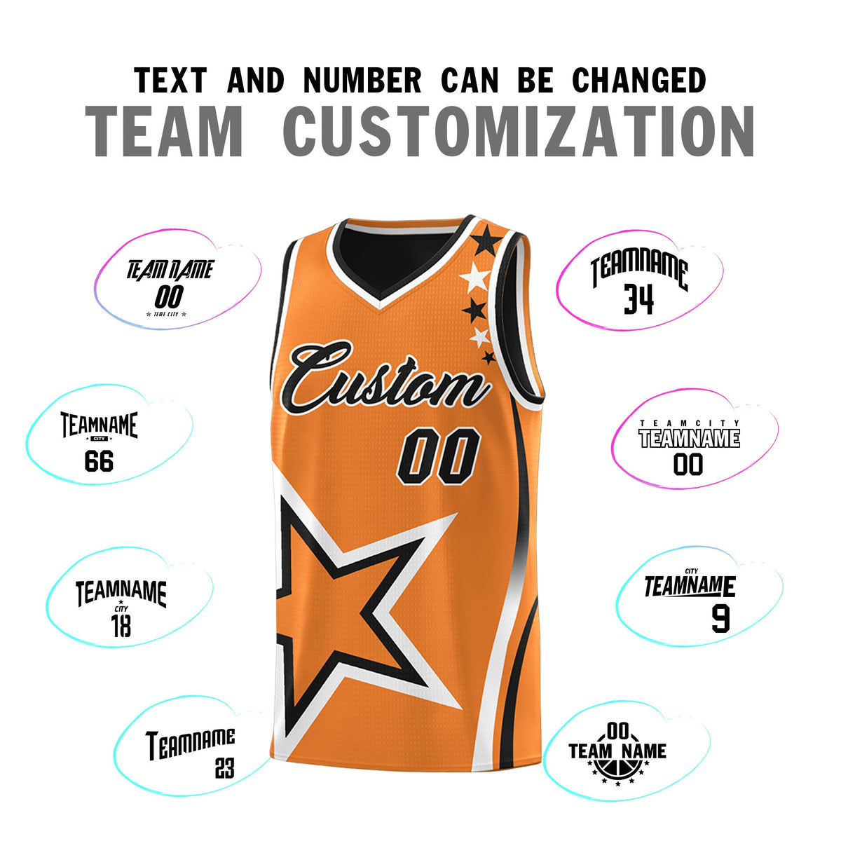 Custom Black Gold Orange White Star Series Reversible Sets Basketball Jersey| KXKSHOP