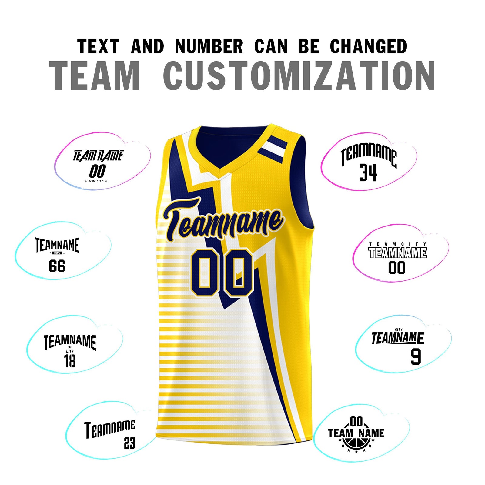 Custom Navy Gold White Gradient Stripes Lightning Pattern Reversible Sets Basketball Jersey| KXKSHOP