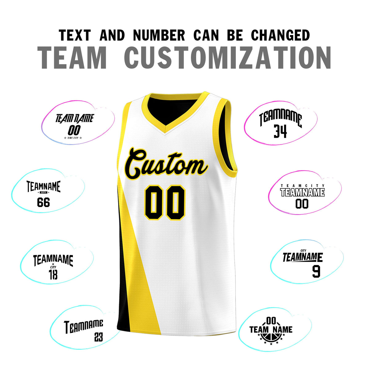 Custom White Black Slanting Two Lines Color Block Sports Uniform Basketball Jersey