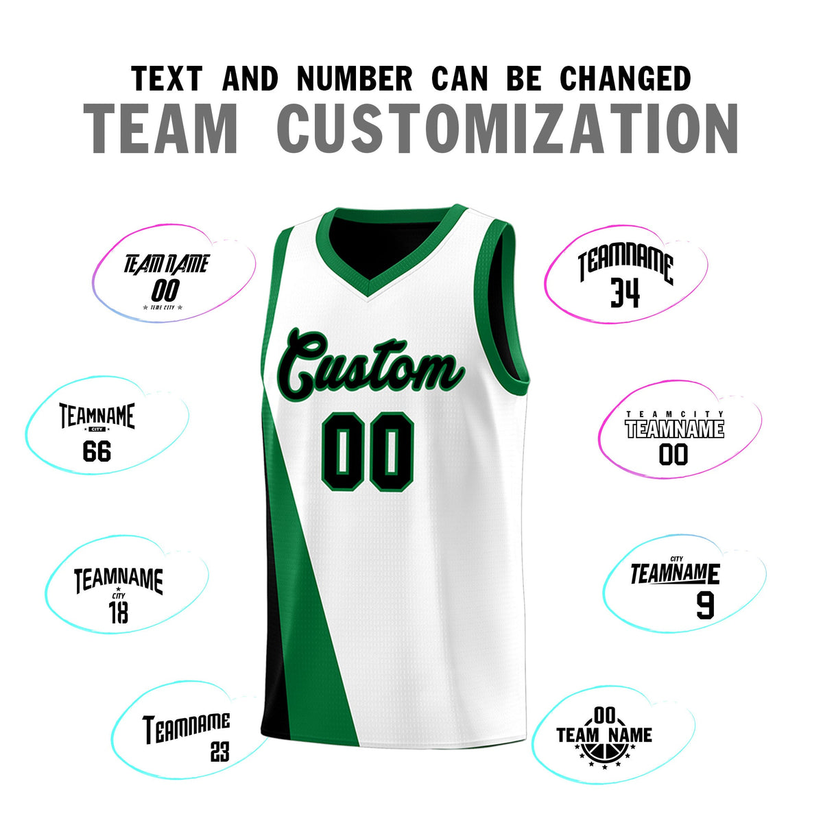 Custom White Black Slanting Two Lines Color Block Sports Uniform Basketball Jersey