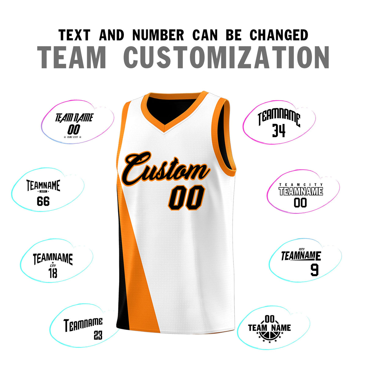 Custom White Black Slanting Two Lines Color Block Sports Uniform Basketball Jersey