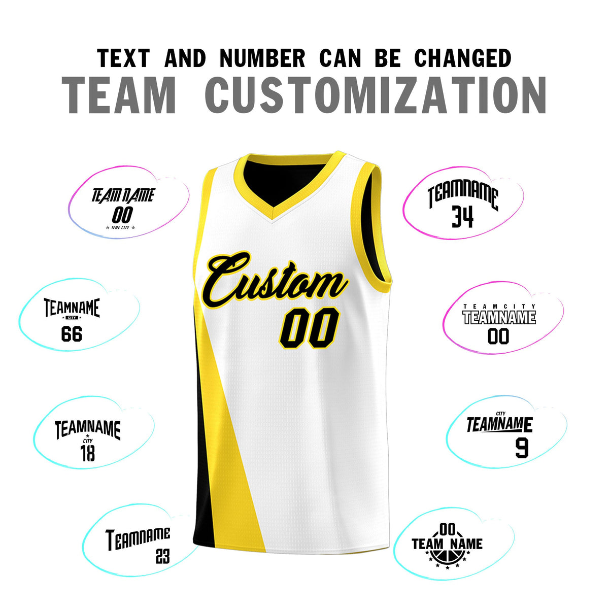 Custom White Black Slanting Two Lines Color Block Sports Uniform Basketball Jersey