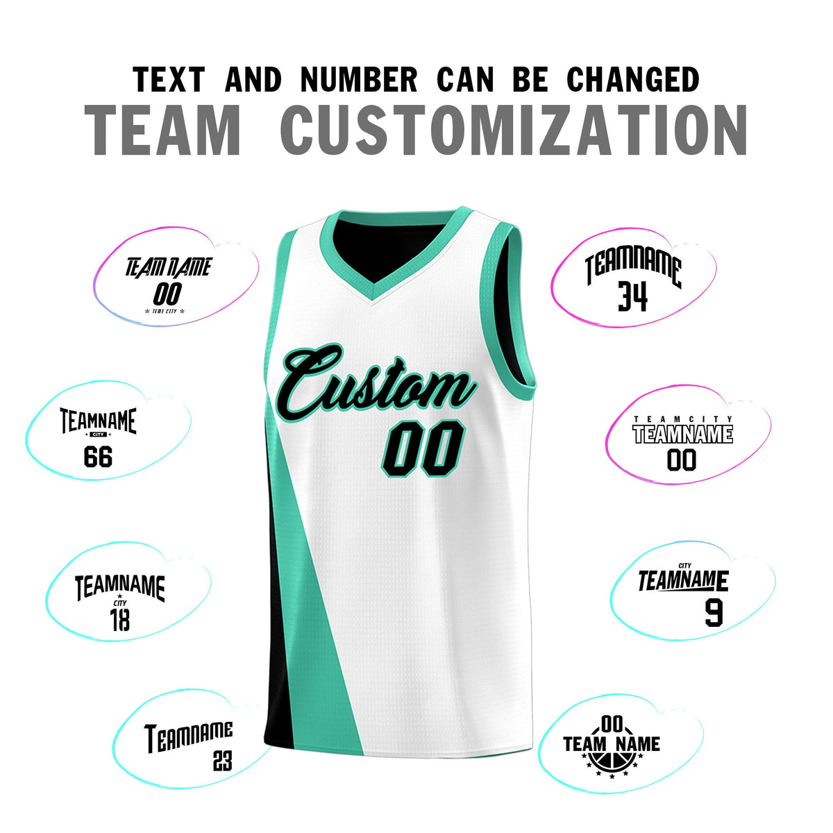 Custom White Black Slanting Two Lines Color Block Sports Uniform Basketball Jersey