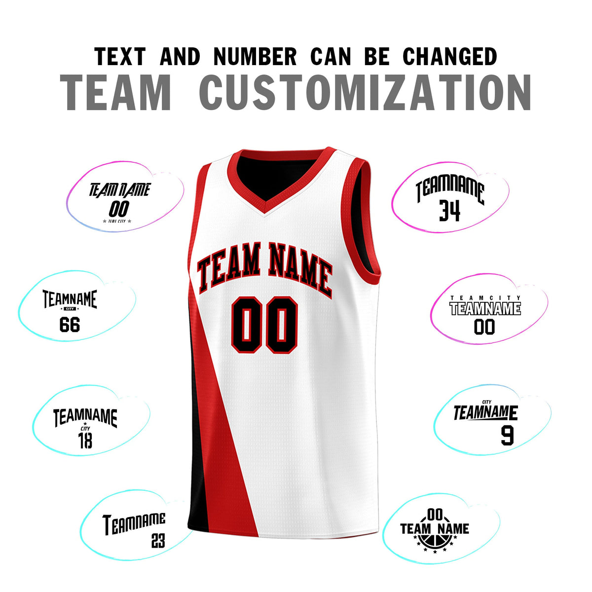 Custom White Black Slanting Two Lines Color Block Sports Uniform Basketball Jersey