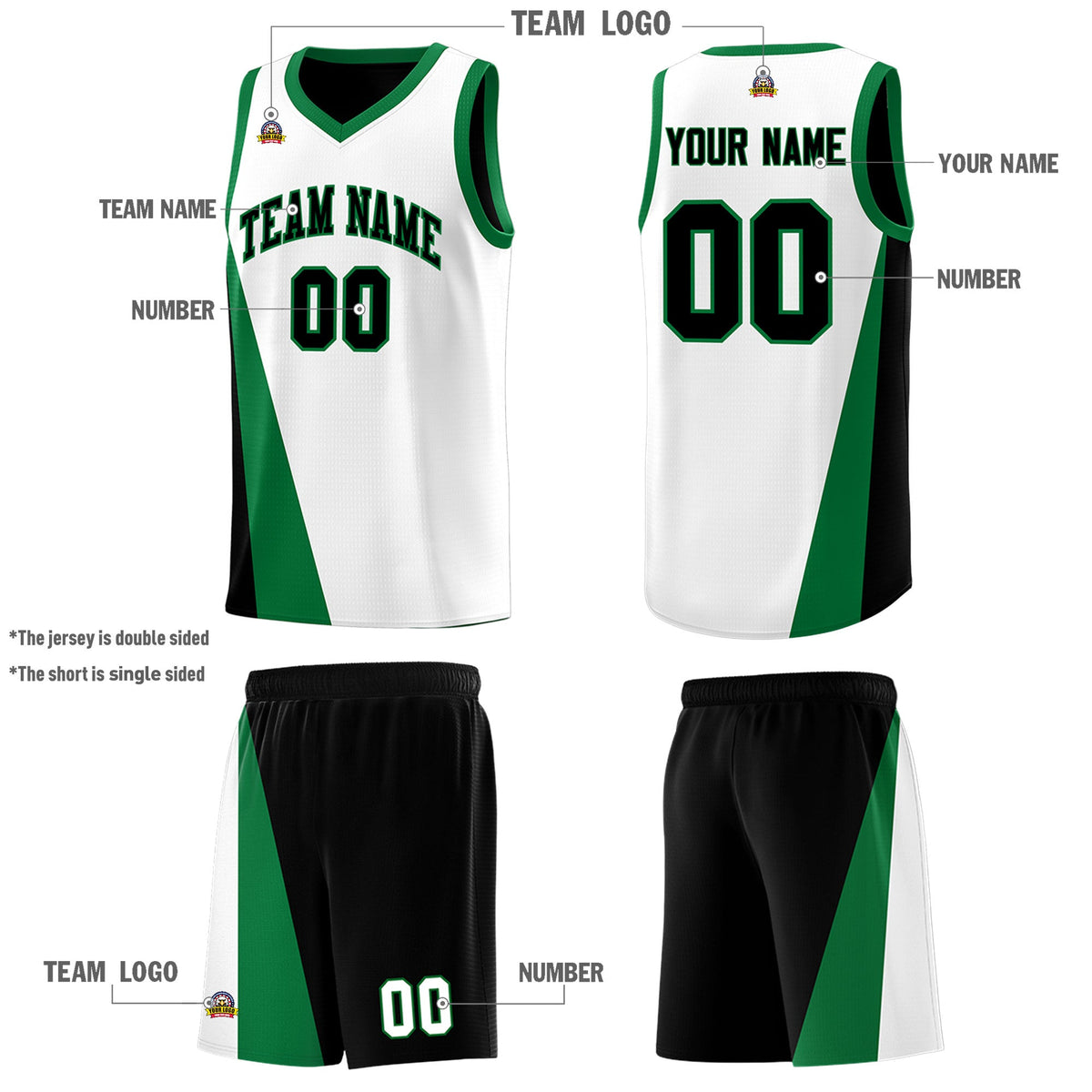 Custom White Black Slanting Two Lines Color Block Sports Uniform Basketball Jersey