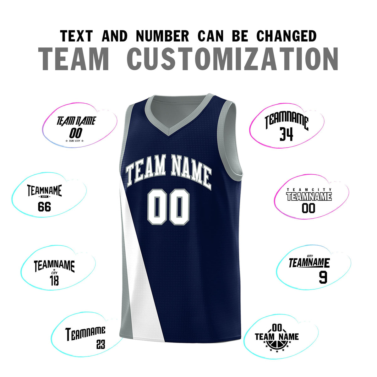 Custom Navy Gray Slanting Two Lines Color Block Sports Uniform Basketball Jersey