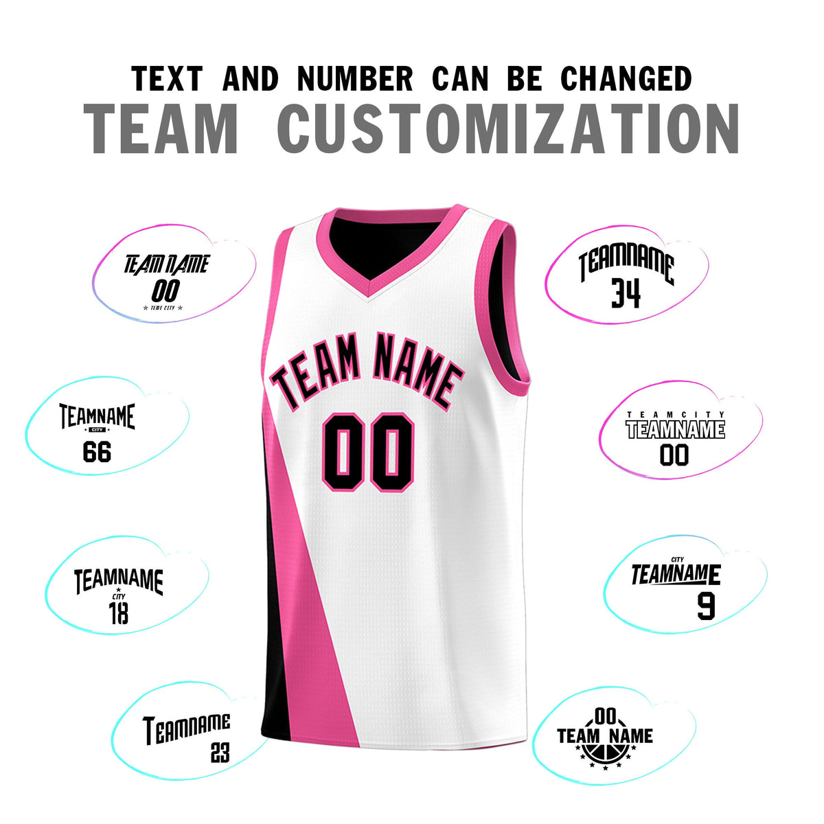 Custom White Black Slanting Two Lines Color Block Sports Uniform Basketball Jersey