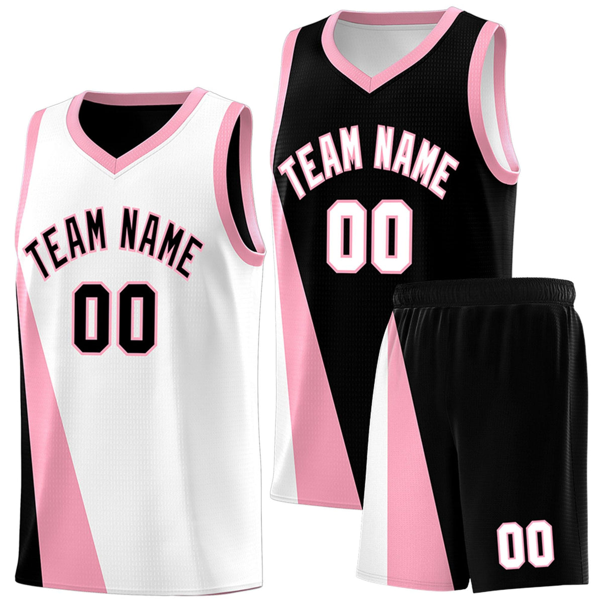 Custom White Black Slanting Two Lines Color Block Sports Uniform Basketball Jersey
