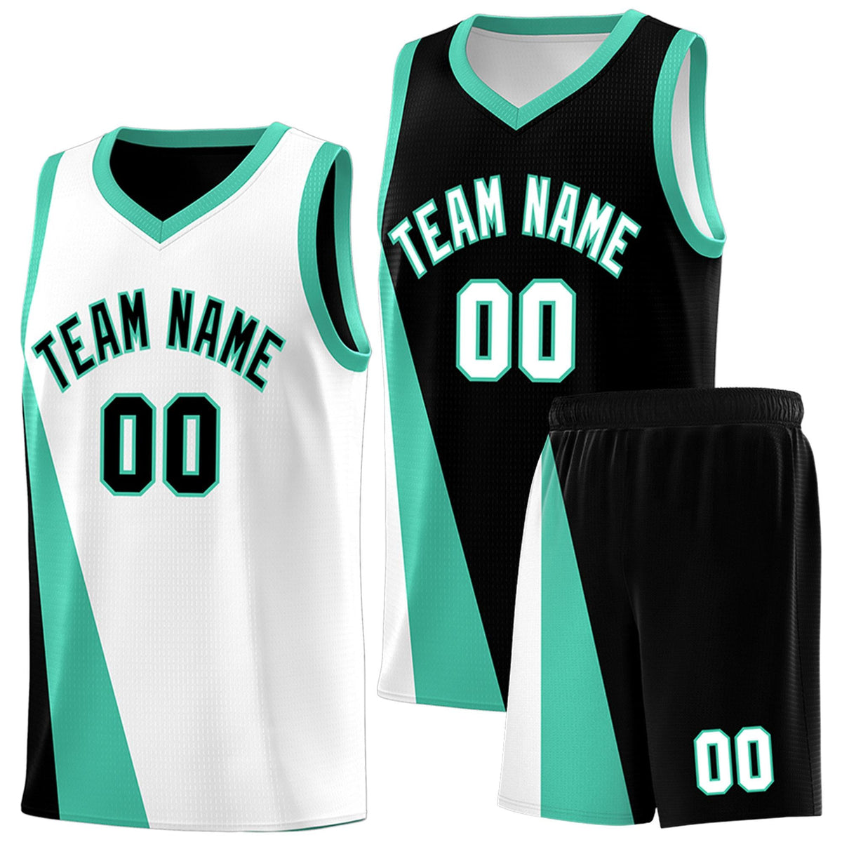 Custom White Black Slanting Two Lines Color Block Sports Uniform Basketball Jersey