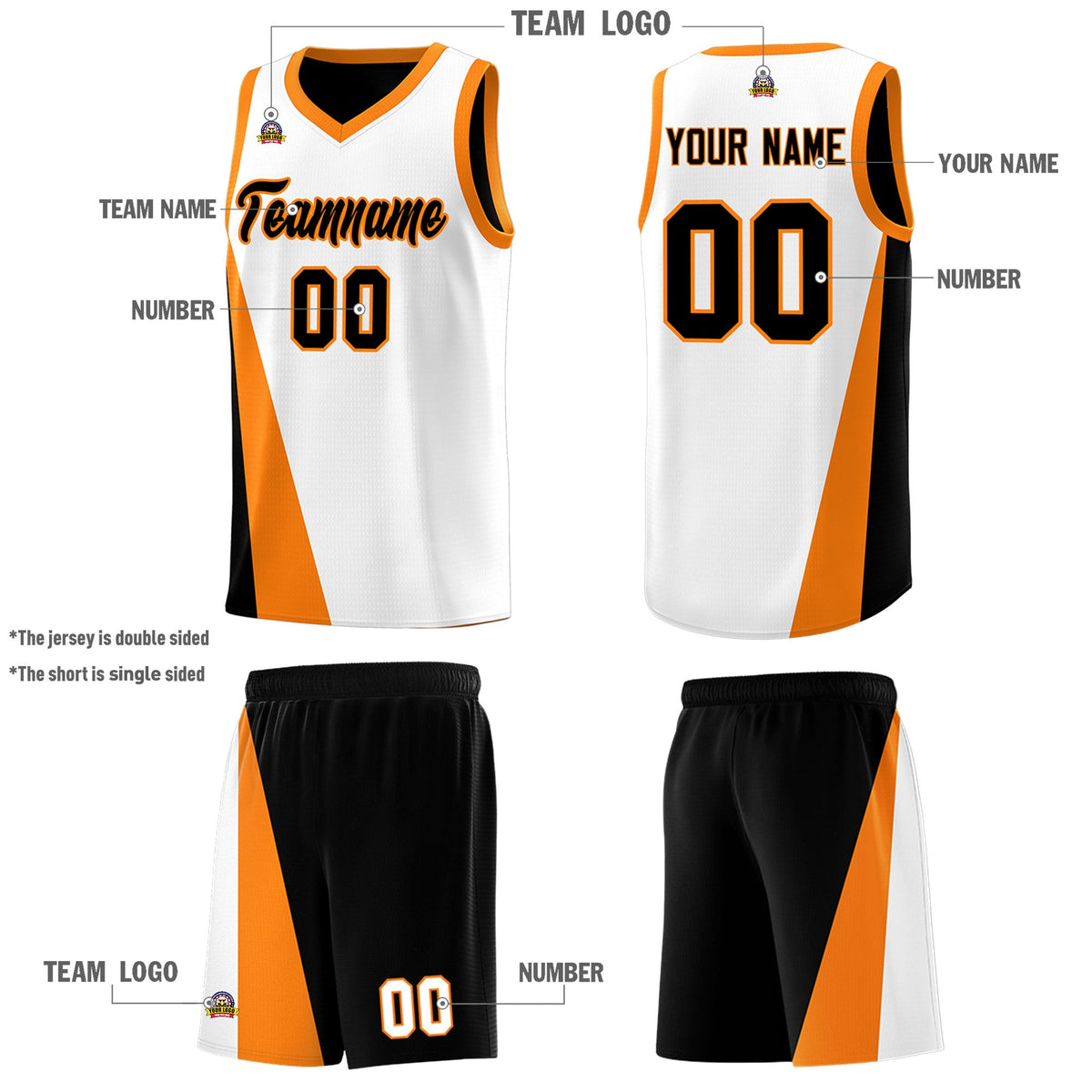 Custom White Black Slanting Two Lines Color Block Sports Uniform Basketball Jersey