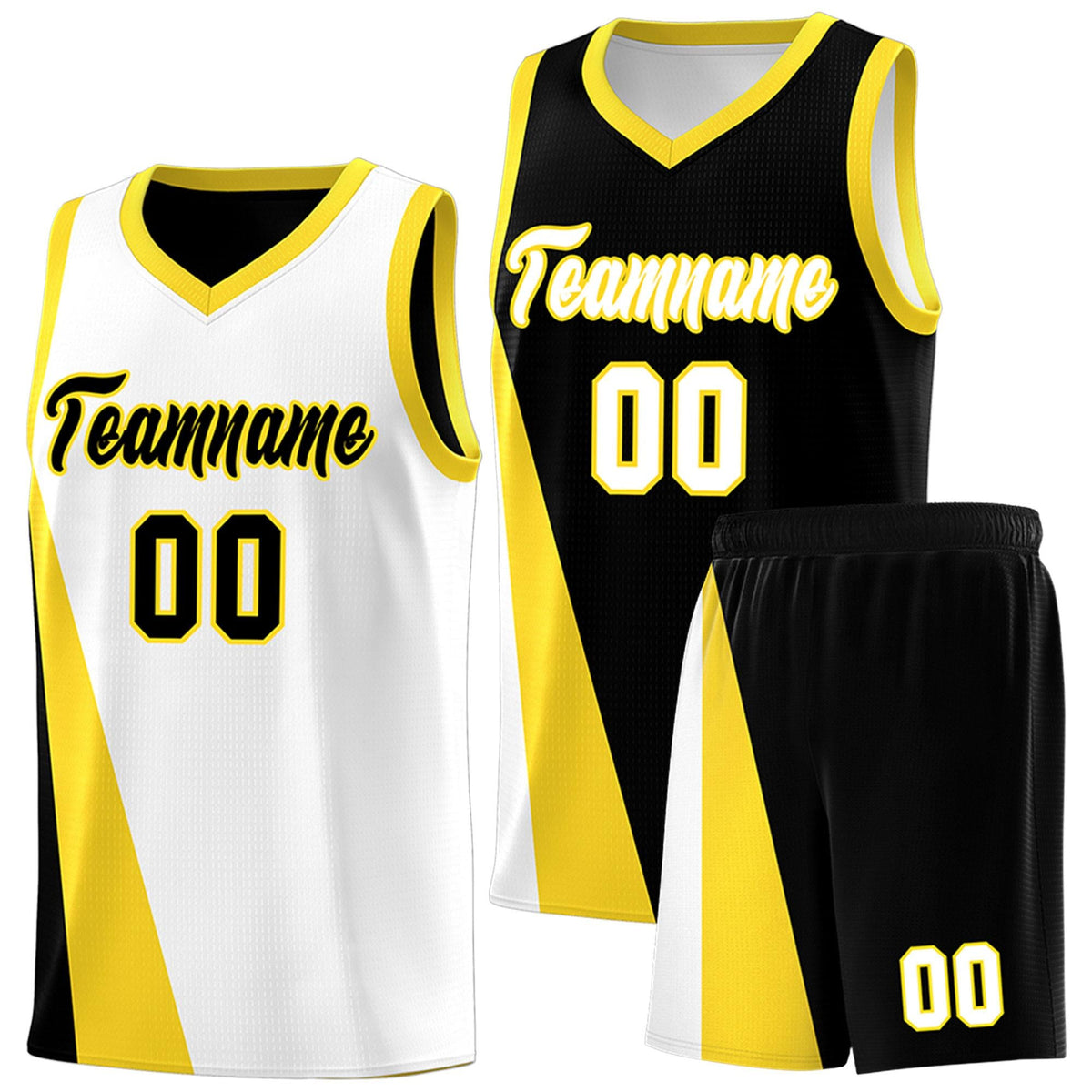 Custom White Black Slanting Two Lines Color Block Sports Uniform Basketball Jersey