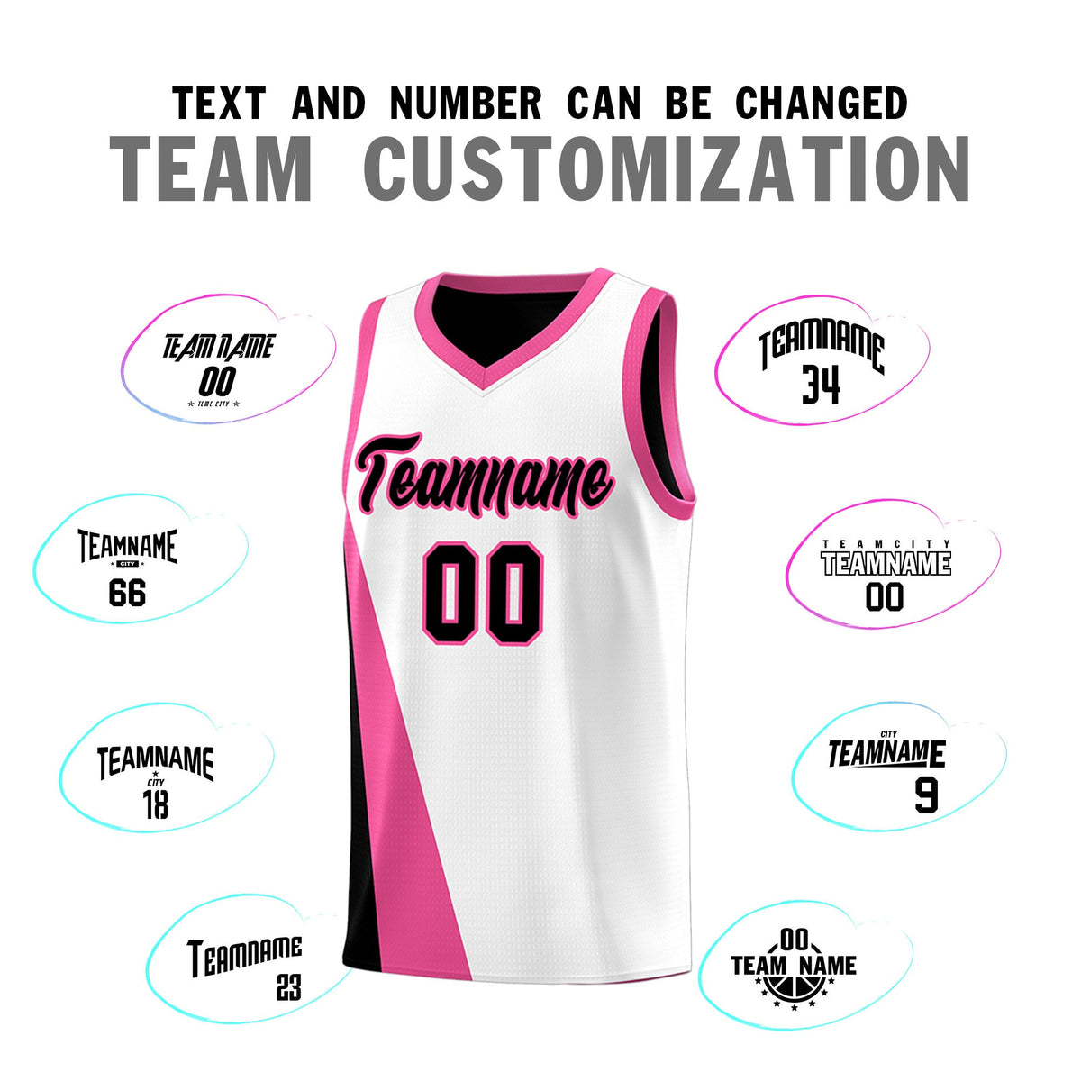 Custom White Black Slanting Two Lines Color Block Sports Uniform Basketball Jersey