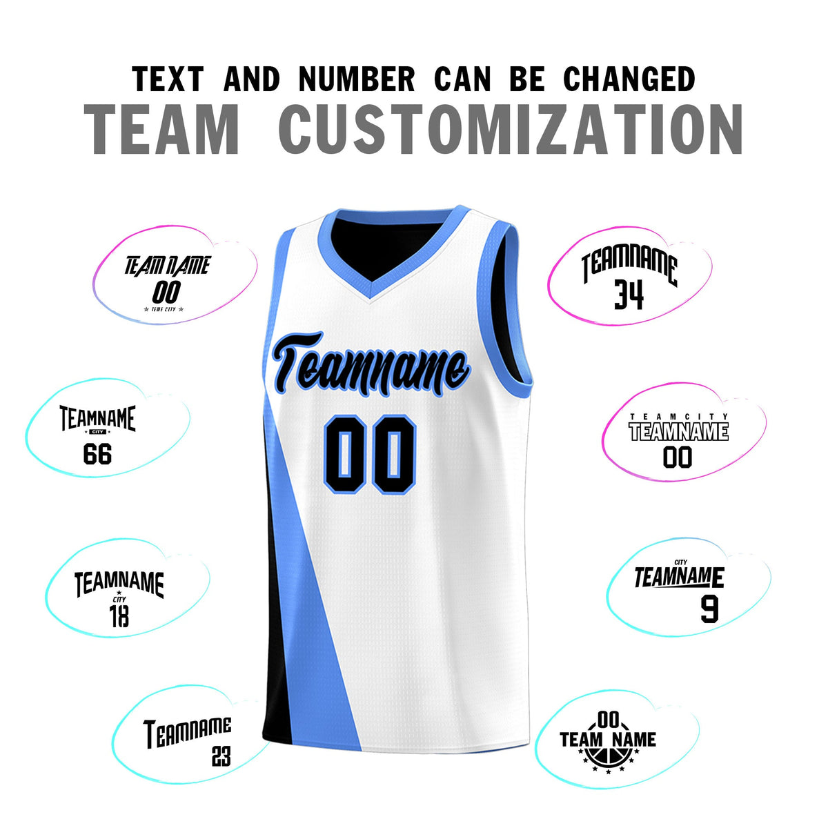 Custom White Black Slanting Two Lines Color Block Sports Uniform Basketball Jersey