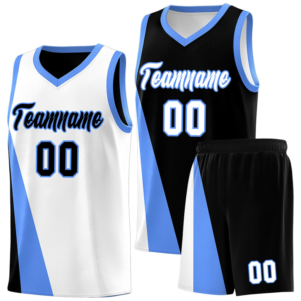 Custom White Black Slanting Two Lines Color Block Sports Uniform Basketball Jersey