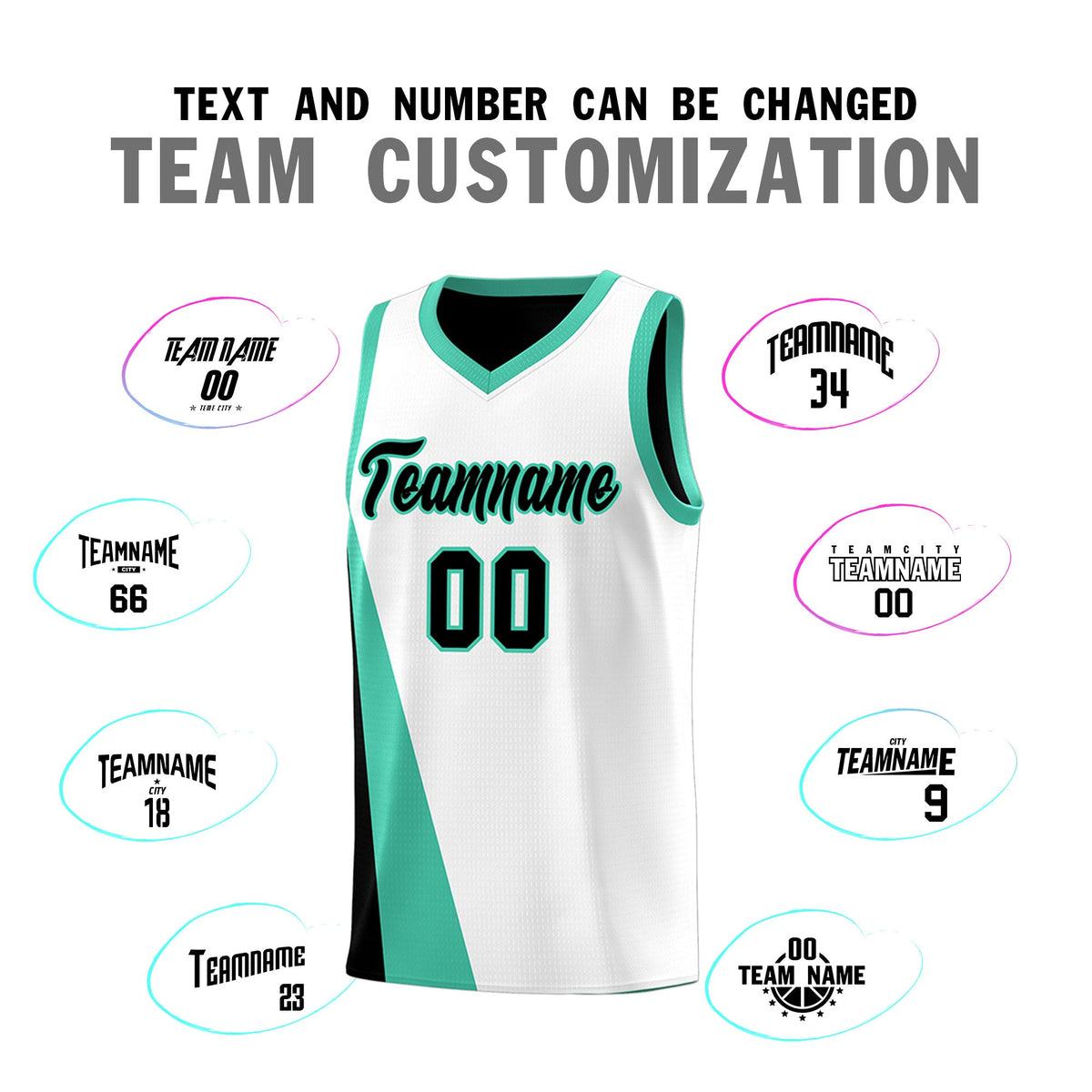 Custom White Black Slanting Two Lines Color Block Sports Uniform Basketball Jersey