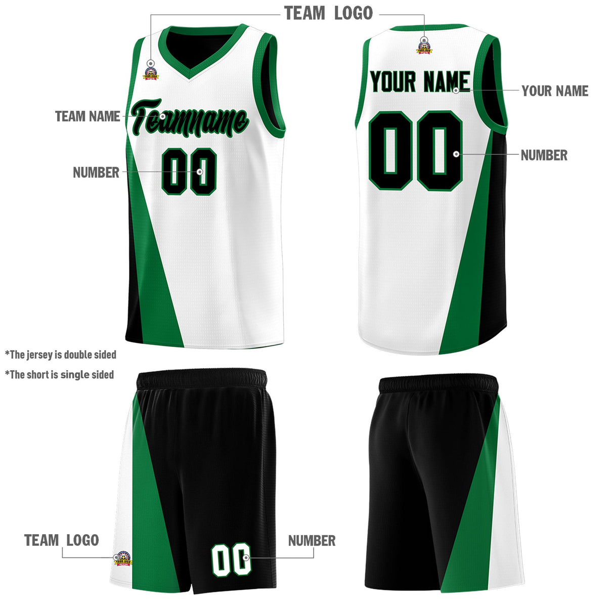 Custom White Black Slanting Two Lines Color Block Sports Uniform Basketball Jersey