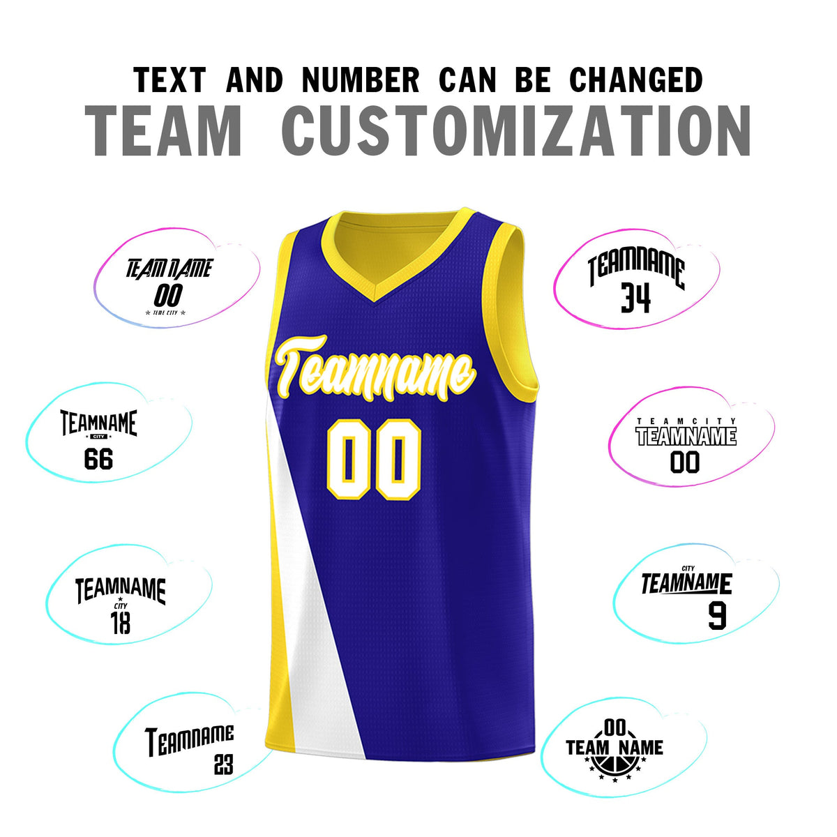 Custom Royal Gold Slanting Two Lines Color Block Sports Uniform Basketball Jersey