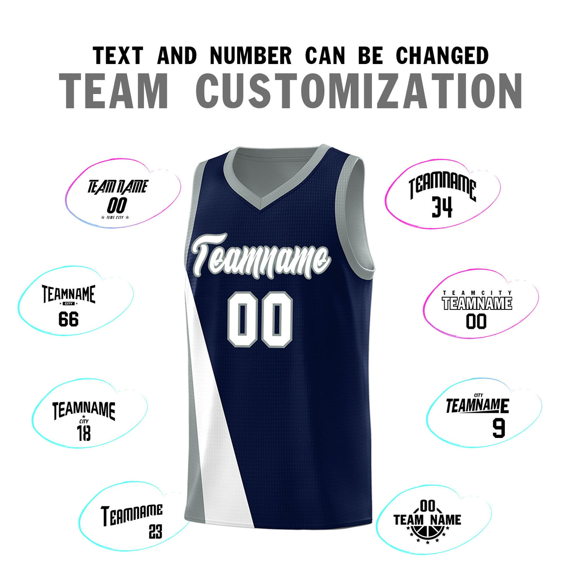 Custom Navy Gray Slanting Two Lines Color Block Sports Uniform Basketball Jersey