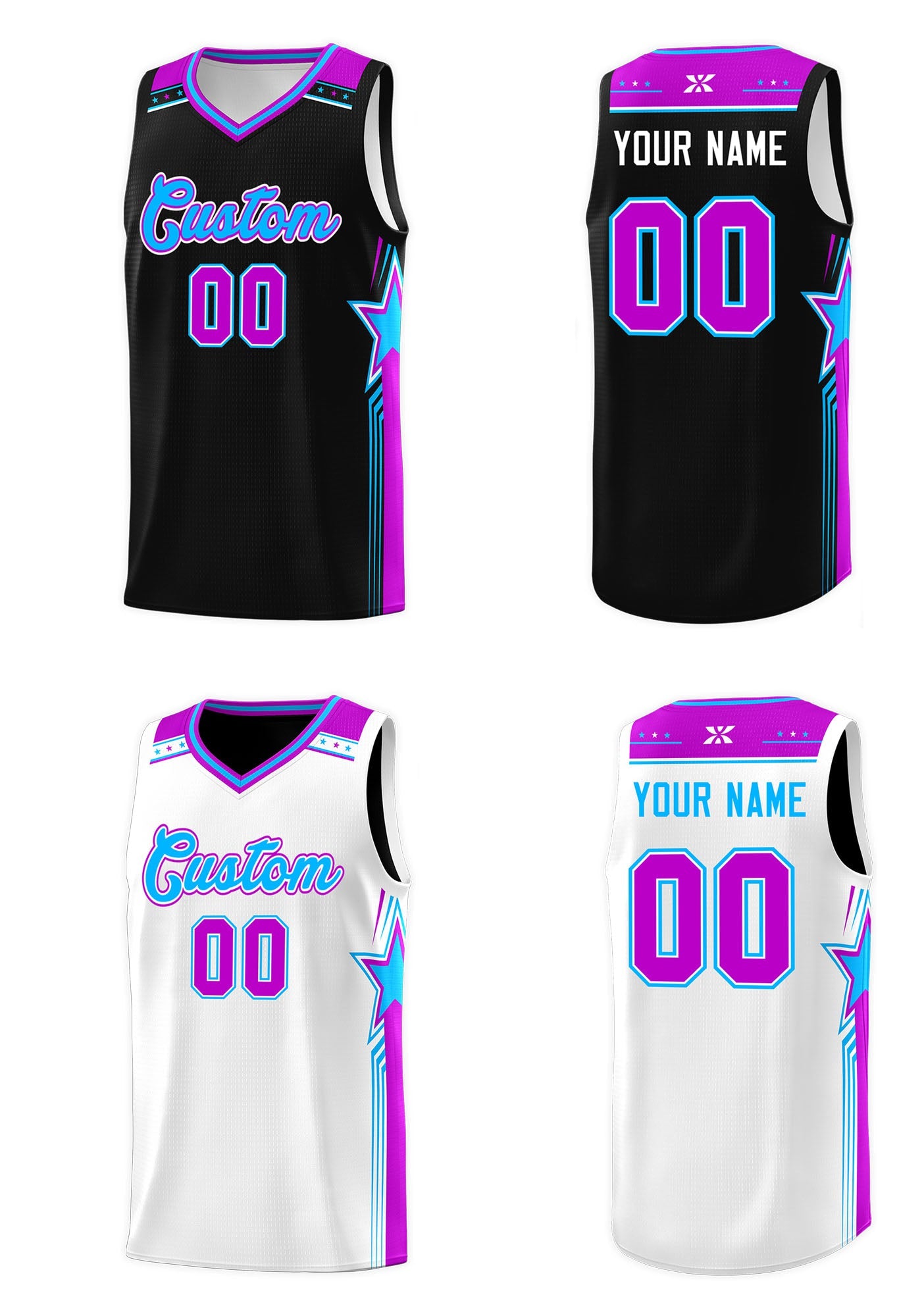 Fans-Made |Custom Black White Double Side Men Basketball Jersey¨C Available for Reorder