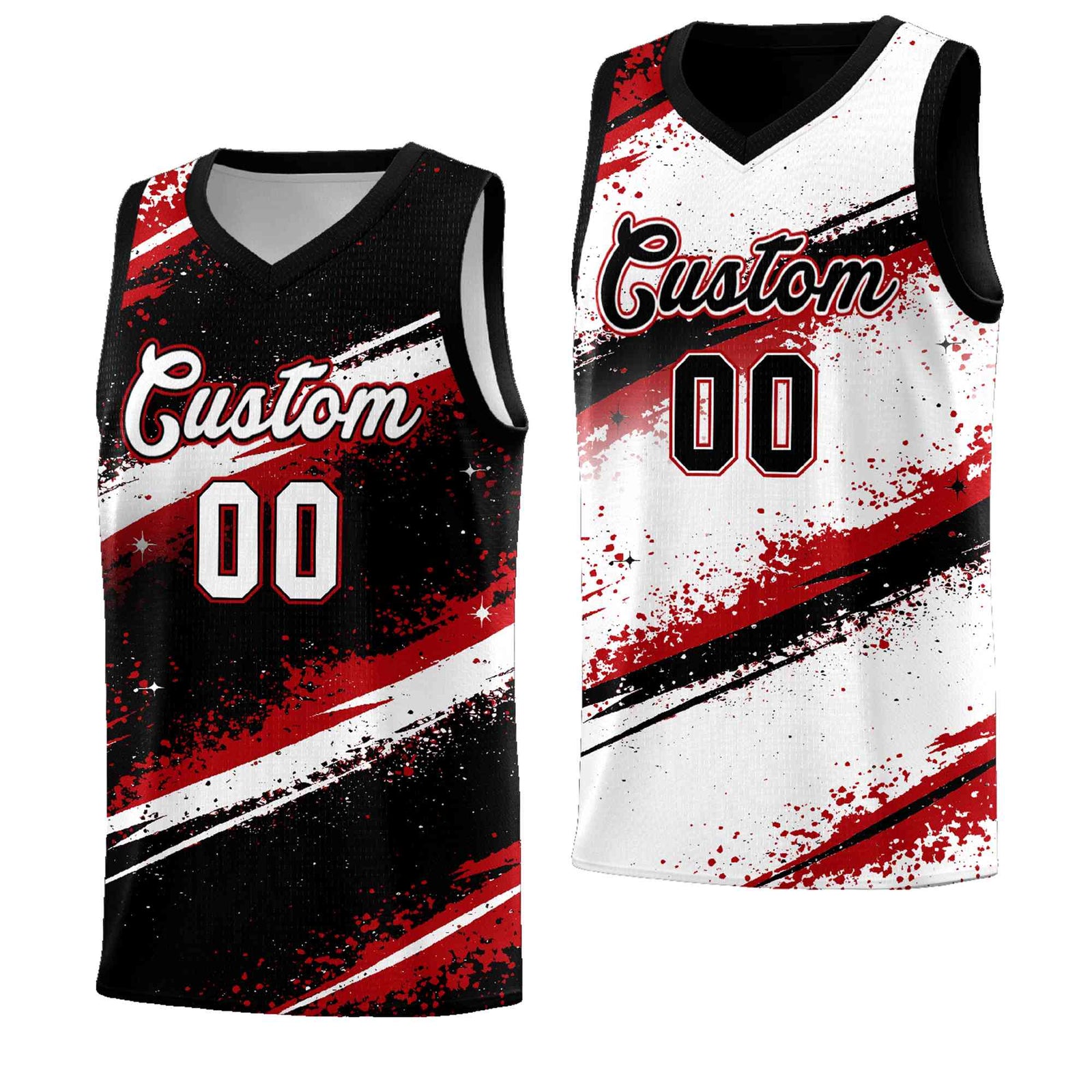 Custom Black Red White Basketball Jersey Stellar Strike Series Stellar Breathable