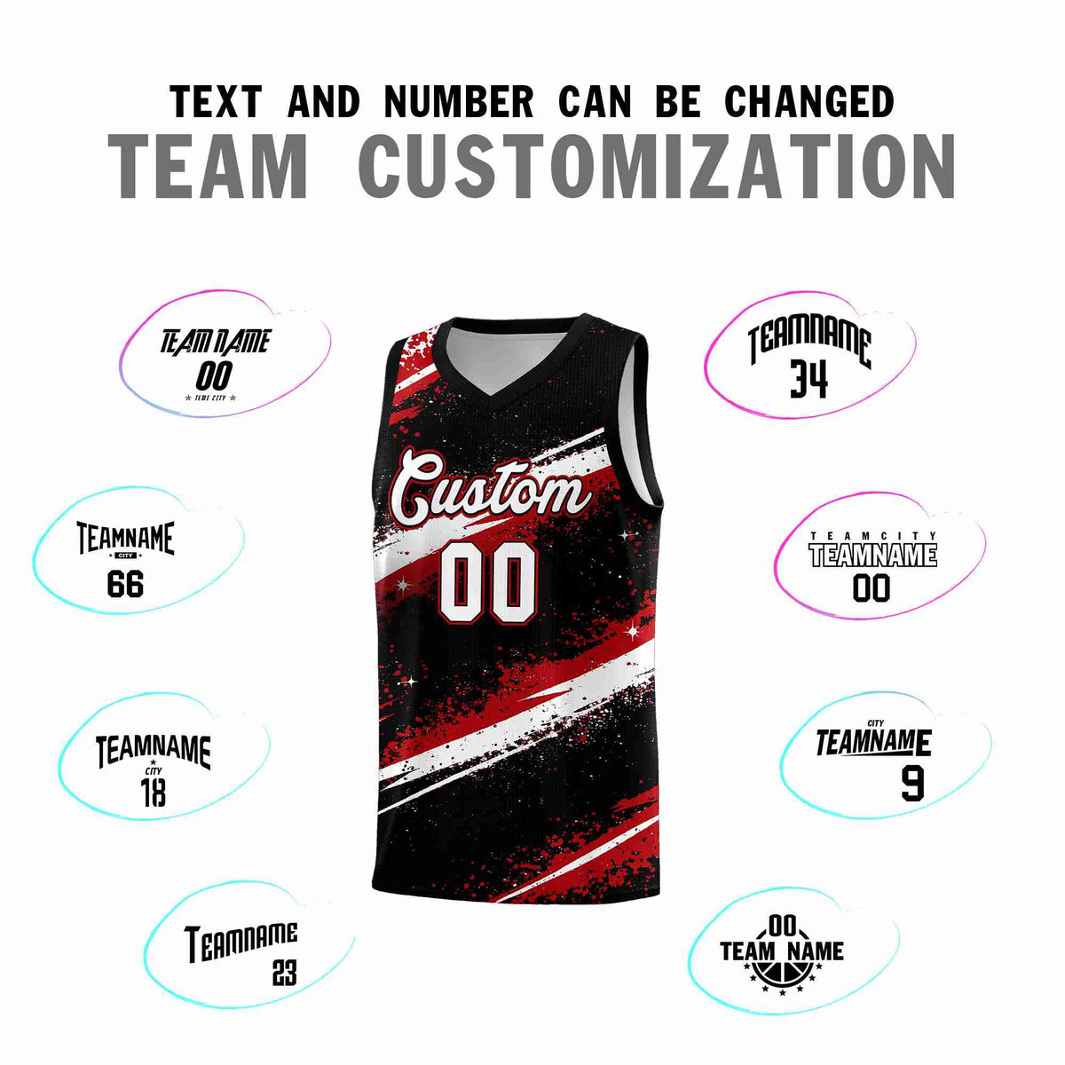 Custom Black Red White Basketball Jersey Stellar Strike Series Stellar Breathable