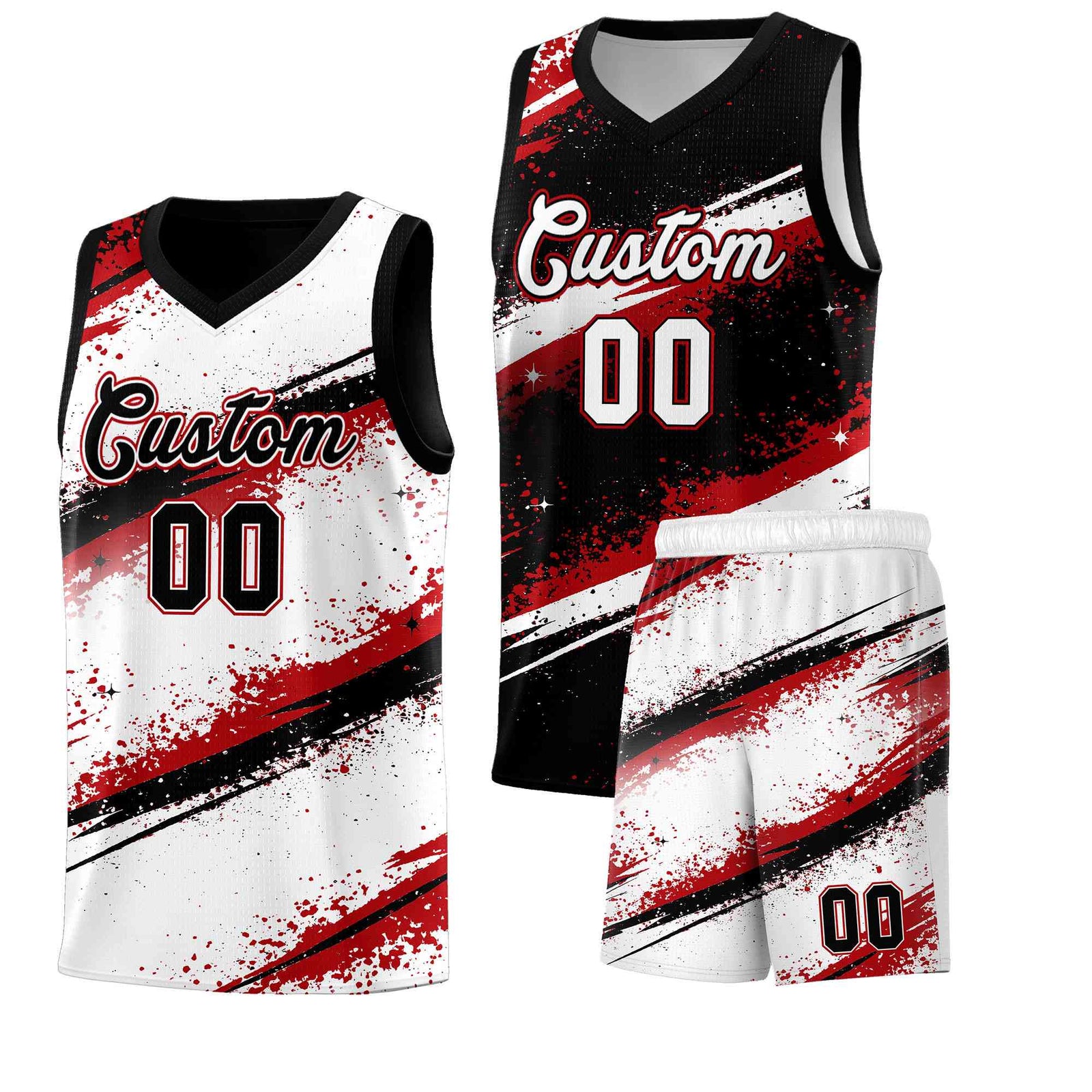 Custom Black Red White Basketball Jersey Stellar Strike Series Stellar Breathable