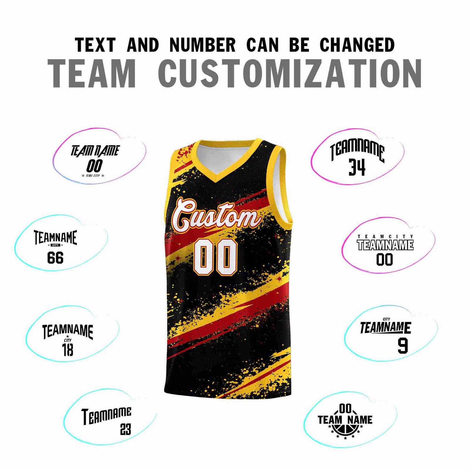 Custom Black Yellow Red Basketball Jersey Stellar Strike Series Dynamic Wrinkle-Resistant
