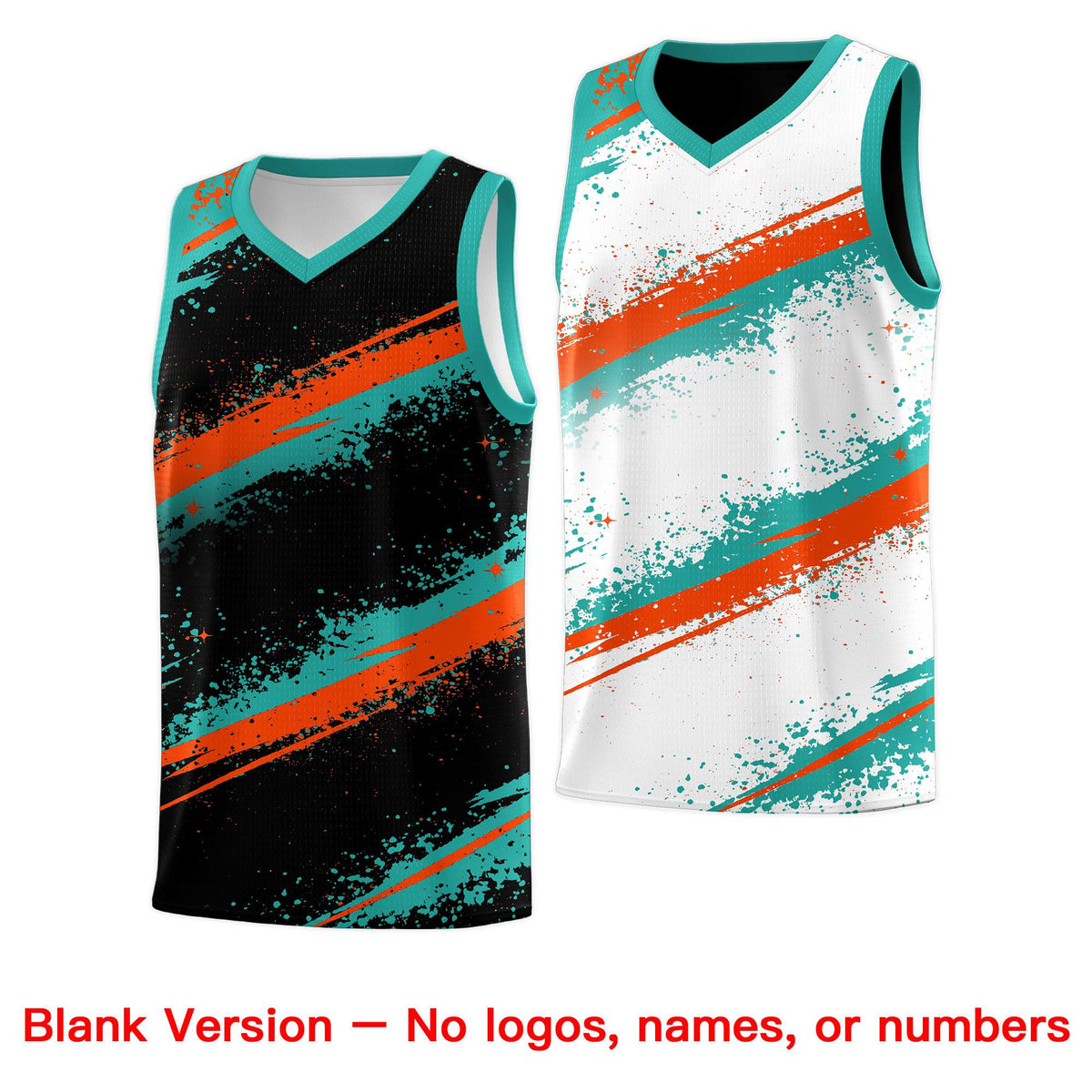 Custom Black Aqua Orange Basketball Jersey Stellar Strike Series Velocity Drapable